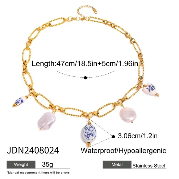 Portofino Blue Gold Charms Necklace - Picture 8 of 9